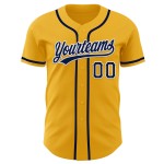 Maglia da baseball autentica personalizzata blu navy-bianco oro Maglia da baseball autentica personalizzata blu navy-bianco oro