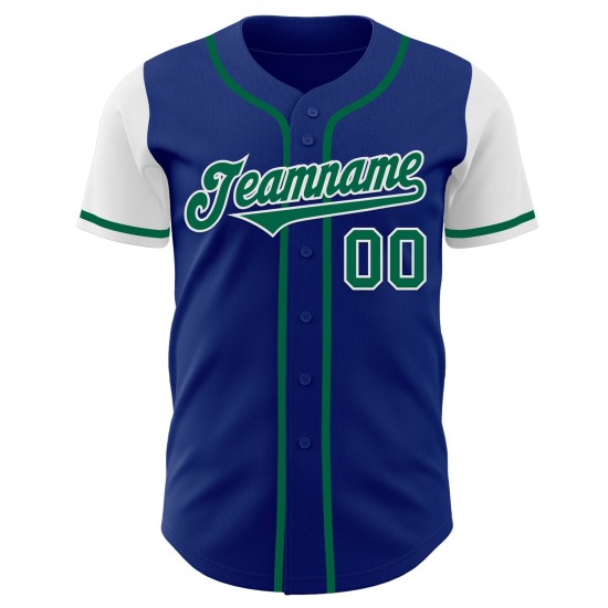 Maglia da baseball autentica Kelly personalizzata bicolore verde-bianca Maglia da baseball autentica Kelly personalizzata bicolore verde-bianca
