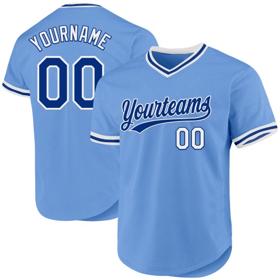 Maglia da baseball personalizzata leggera retrò autentica blu royal-bianca Maglia da baseball personalizzata leggera retrò autentica blu royal-bianca