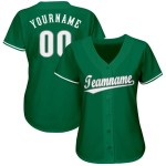 Maglia da baseball personalizzata verde, bianca e grigia Kelly Maglia da baseball personalizzata verde, bianca e grigia Kelly
