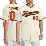 Maglia da baseball arancione autentica personalizzata oro nero-crema antica Maglia da baseball arancione autentica personalizzata oro nero-crema antica