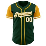 Maglia da baseball autentica personalizzata verde tono due bianco-oro Maglia da baseball autentica personalizzata verde tono due bianco-oro