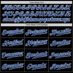 Maglia da baseball personalizzata autentica Royal-Light, nera e blu, stile Split Maglia da baseball personalizzata autentica Royal-Light, nera e blu, stile Split