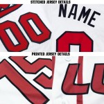 Maglia da baseball bianca personalizzata rosso-blu Maglia da baseball bianca personalizzata rosso-blu