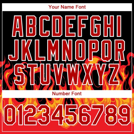 Maglia da baseball personalizzata con motivo 3D nero fiamma autentico rosso-bianco Maglia da baseball personalizzata con motivo 3D nero fiamma autentico rosso-bianco