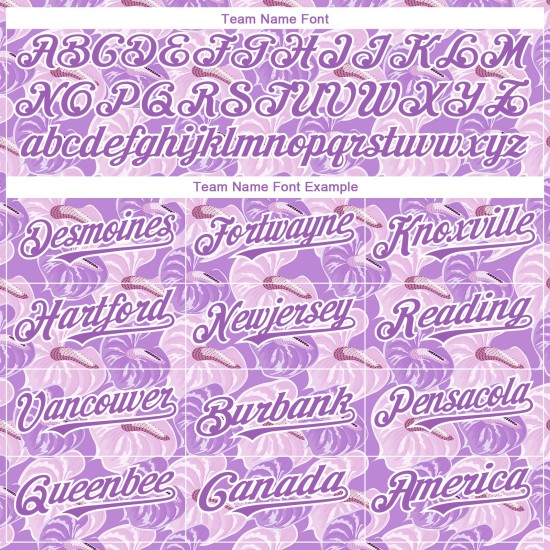Maglia da baseball autentica bianca 3D con motivo floreale tropicale chiaro, design personalizzato Anthurium viola Maglia da baseball autentica bianca 3D con motivo floreale tropicale chiaro, design personalizzato Anthurium viola