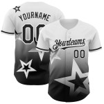 Maglia da baseball Twinkle Authentic 3D Style bianca personalizzata con motivo a stella e sfumatura nera Maglia da baseball Twinkle Authentic 3D Style bianca personalizzata con motivo a stella e sfumatura nera
