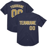 Maglia a rete retrò blu navy, vecchia maglia da baseball autentica, personalizzata, oro e bianco Maglia a rete retrò blu navy, vecchia maglia da baseball autentica, personalizzata, oro e bianco
