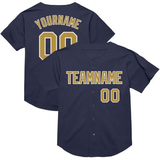 Maglia a rete retrò blu navy, vecchia maglia da baseball autentica, personalizzata, oro e bianco Maglia a rete retrò blu navy, vecchia maglia da baseball autentica, personalizzata, oro e bianco