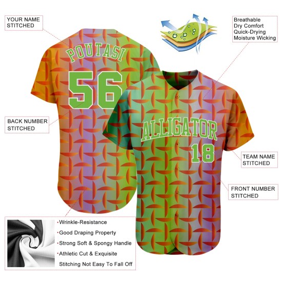 Maglia da baseball con design personalizzato, autentica, verde-bianca, 3D Neon, modello viola Maglia da baseball con design personalizzato, autentica, verde-bianca, 3D Neon, modello viola