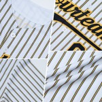 Maglia da baseball autentica Pinstripe personalizzata in oro e crema, nera e oro (maglia nera) Maglia da baseball autentica Pinstripe personalizzata in oro e crema, nera e oro (maglia nera)
