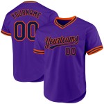 Maglia da baseball personalizzata retrò viola blu navy-arancione autentica Maglia da baseball personalizzata retrò viola blu navy-arancione autentica