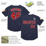 Maglia da baseball personalizzata rossa e bianca retrò, maglia autentica blu navy Maglia da baseball personalizzata rossa e bianca retrò, maglia autentica blu navy