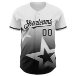 Maglia da baseball Twinkle Authentic 3D Style bianca personalizzata con motivo a stella e sfumatura nera Maglia da baseball Twinkle Authentic 3D Style bianca personalizzata con motivo a stella e sfumatura nera