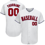 Maglia da baseball bianca, rossa e blu navy, personalizzata, autentica Maglia da baseball bianca, rossa e blu navy, personalizzata, autentica