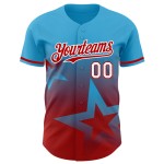 Maglia da baseball personalizzata in stile autentico con design scintillante 3D, motivo rosso-bianco, stella e blu. Maglia da baseball personalizzata in stile autentico con design scintillante 3D, motivo rosso-bianco, stella e blu.