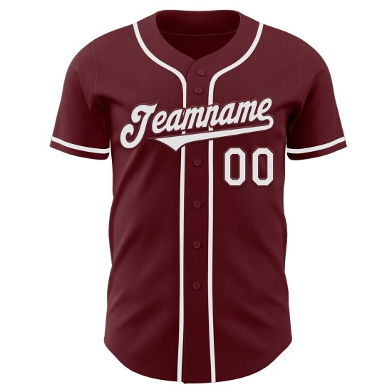 Maglia da baseball personalizzata bordeaux autentica bianca Maglia da baseball personalizzata bordeaux autentica bianca