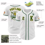 Maglia da baseball autentica bianca personalizzata verde-oro Maglia da baseball autentica bianca personalizzata verde-oro