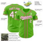 Maglia da baseball Aurora Green bianca e rosa personalizzata autentica Maglia da baseball Aurora Green bianca e rosa personalizzata autentica