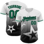 Maglia da baseball Kelly con motivo a stella autentico, stile Twinkle 3D, sfumatura personalizzata, bianco, verde e nero Maglia da baseball Kelly con motivo a stella autentico, stile Twinkle 3D, sfumatura personalizzata, bianco, verde e nero