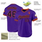 Maglia da baseball personalizzata retrò viola blu navy-arancione autentica Maglia da baseball personalizzata retrò viola blu navy-arancione autentica