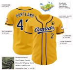 Maglia da baseball autentica personalizzata blu navy-bianco oro Maglia da baseball autentica personalizzata blu navy-bianco oro