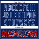 Maglia da baseball personalizzata in 3D con design autentico a cuori, rosso-blu navy Maglia da baseball personalizzata in 3D con design autentico a cuori, rosso-blu navy