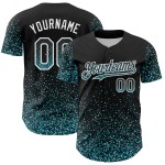 Maglia da baseball personalizzata con design a pois 3D, motivo astratto colorato, verde acqua e bianco scintillante, autentico, nero Maglia da baseball personalizzata con design a pois 3D, motivo astratto colorato, verde acqua e bianco scintillante, autentico, nero