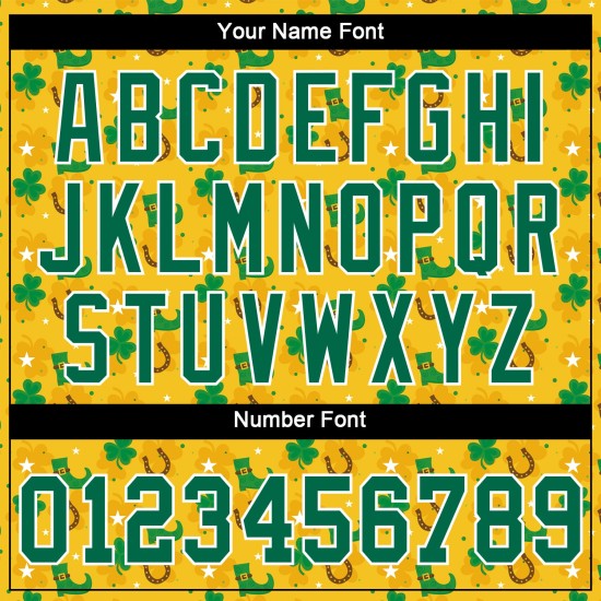 Maglia da baseball personalizzata St. Kelly, modello Patrick's Gold, verde-bianca, autentica, 3D Maglia da baseball personalizzata St. Kelly, modello Patrick's Gold, verde-bianca, autentica, 3D