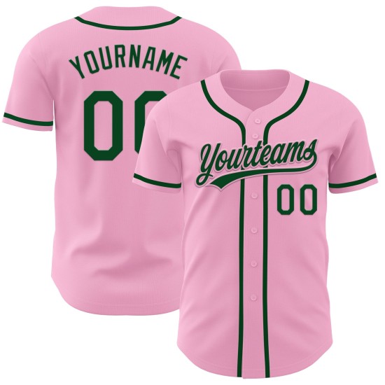 Maglia da baseball rosa verde chiaro personalizzata autentica Maglia da baseball rosa verde chiaro personalizzata autentica