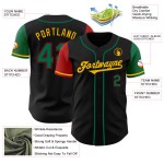 Maglia personalizzata autentica da baseball Kelly Two in tonalità nero rosso-oro verde Maglia personalizzata autentica da baseball Kelly Two in tonalità nero rosso-oro verde