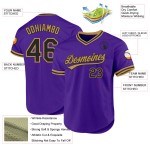 Maglia da baseball personalizzata nera e viola antica, stile retrò, in oro autentico Maglia da baseball personalizzata nera e viola antica, stile retrò, in oro autentico