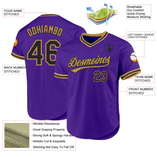Maglia da baseball personalizzata nera e viola antica, stile retrò, in oro autentico Maglia da baseball personalizzata nera e viola antica, stile retrò, in oro autentico