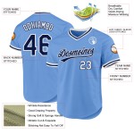 Maglia da baseball leggera autentica retrò blu navy-bianca personalizzata Maglia da baseball leggera autentica retrò blu navy-bianca personalizzata