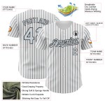 Maglia da baseball personalizzata argento-nera, bianca (righe nere autentiche) Maglia da baseball personalizzata argento-nera, bianca (righe nere autentiche)