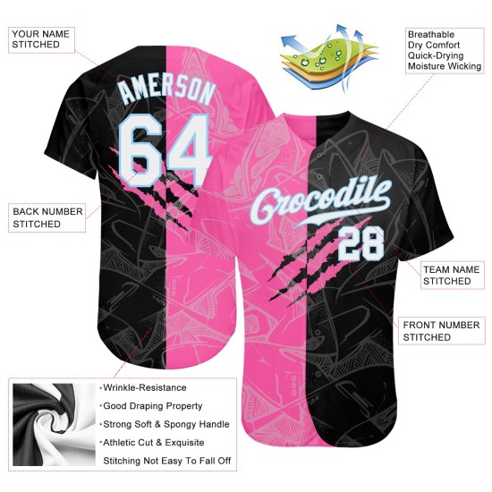 Maglia da baseball personalizzata con motivo blu bianco chiaro e graffiti 3D autentici Maglia da baseball personalizzata con motivo blu bianco chiaro e graffiti 3D autentici