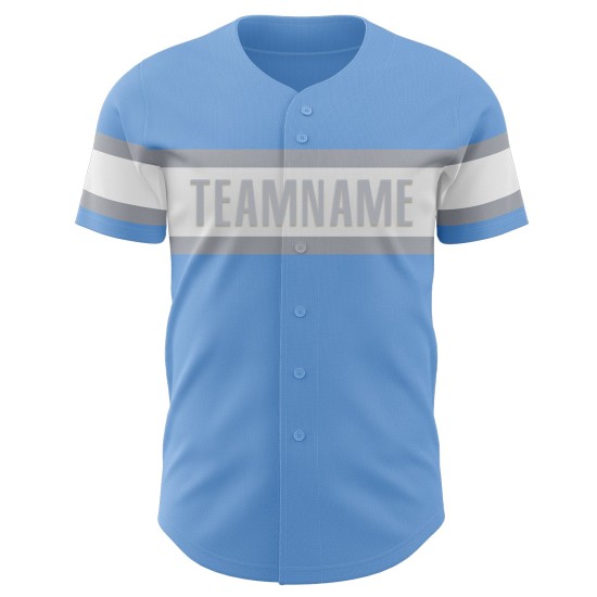 Maglia da baseball leggera bianca e grigia autentica blu personalizzata Maglia da baseball leggera bianca e grigia autentica blu personalizzata