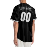 Maglia da baseball a righe bianche e grigie, personalizzata, autentica, nera, grigia Maglia da baseball a righe bianche e grigie, personalizzata, autentica, nera, grigia
