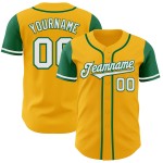 Maglia da baseball personalizzata autentica verde tono bianco-Kelly Two Gold Maglia da baseball personalizzata autentica verde tono bianco-Kelly Two Gold