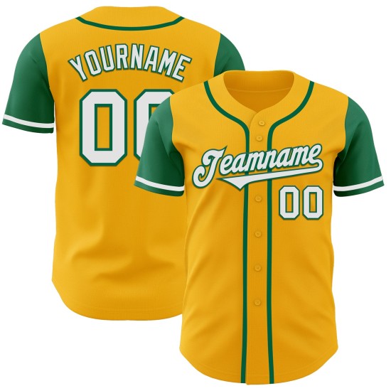 Maglia da baseball personalizzata autentica verde tono bianco-Kelly Two Gold Maglia da baseball personalizzata autentica verde tono bianco-Kelly Two Gold