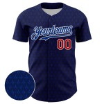Maglia da baseball personalizzata in 3D con design autentico a cuori, rosso-blu navy Maglia da baseball personalizzata in 3D con design autentico a cuori, rosso-blu navy