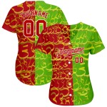 Maglia da baseball personalizzata con graffiti, motivo 3D autentico, rosso-verde Maglia da baseball personalizzata con graffiti, motivo 3D autentico, rosso-verde