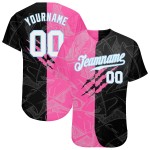 Maglia da baseball personalizzata con motivo blu bianco chiaro e graffiti 3D autentici Maglia da baseball personalizzata con motivo blu bianco chiaro e graffiti 3D autentici