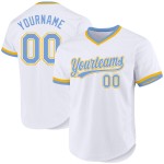 Maglia da baseball leggera autentica, personalizzata, blu-oro, bianca e retrò Maglia da baseball leggera autentica, personalizzata, blu-oro, bianca e retrò