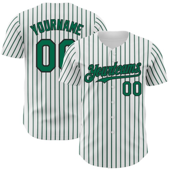 Maglia autentica personalizzata Kelly bianca, verde e nera a righe) Kelly Baseball (Nero e Verde Maglia autentica personalizzata Kelly bianca, verde e nera a righe) Kelly Baseball (Nero e Verde