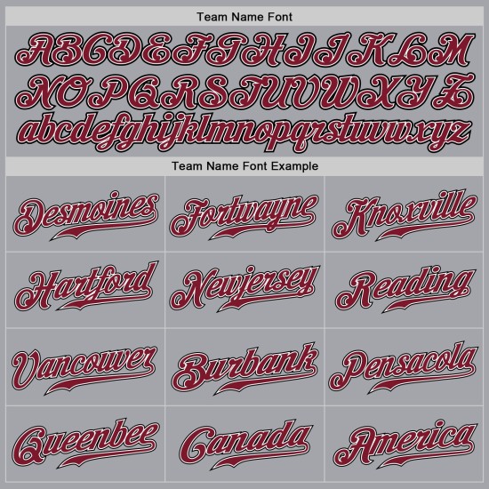 Maglia da baseball personalizzata grigia cremisi-nera autentica Maglia da baseball personalizzata grigia cremisi-nera autentica