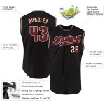 Maglia da baseball Crimson-City nera senza maniche, personalizzata, color crema, autentica Maglia da baseball Crimson-City nera senza maniche, personalizzata, color crema, autentica