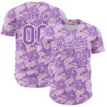 Maglia da baseball autentica bianca 3D con motivo floreale tropicale chiaro, design personalizzato Anthurium viola Maglia da baseball autentica bianca 3D con motivo floreale tropicale chiaro, design personalizzato Anthurium viola