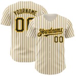 Maglia da baseball autentica Pinstripe personalizzata in oro e crema, nera e oro (maglia nera) Maglia da baseball autentica Pinstripe personalizzata in oro e crema, nera e oro (maglia nera)