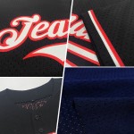 Maglia da baseball personalizzata rossa e bianca retrò, maglia autentica blu navy Maglia da baseball personalizzata rossa e bianca retrò, maglia autentica blu navy